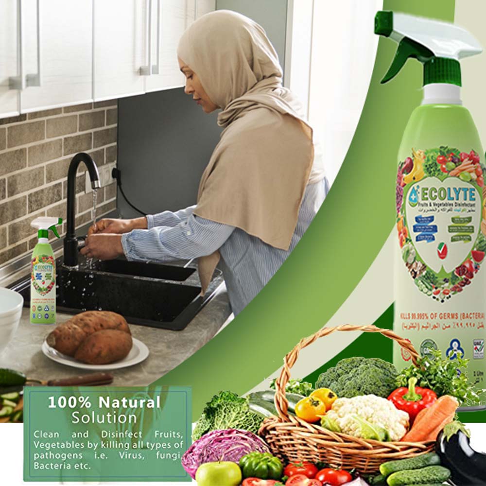 Vegetables Disinfectant  250ml Pack of 32pcs I 100% Natural Action, Removes Pesticides & 99.9% Germs With Pure Electrolyzed Water, Safe to Use on Veggies and Fruits, Nontoxic and Nonalcoholic